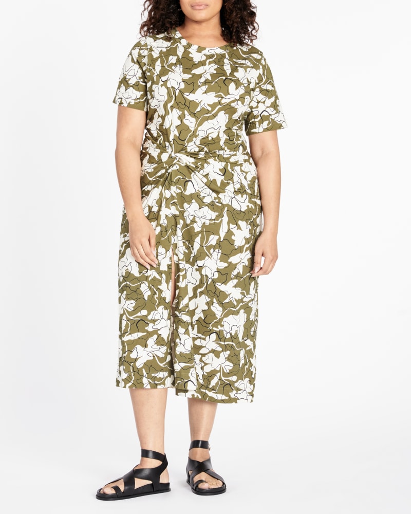 Front of a model wearing a size XL Ira Dress in MOSS MULTI by Tanya Taylor. | dia_product_style_image_id:294576